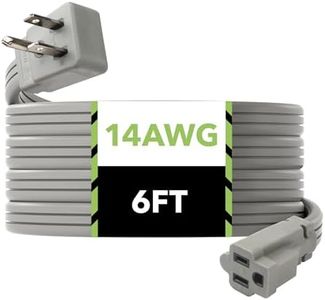 BN-LINK 6ft Air Conditioner Extension Cord, 14 Gauge Heavy Duty Power Cord, Gray, 3 Prong Grounded Flat Plug, 15 Amps, for Indoor Air Conditioner, Refrigerator and All Major Appliances