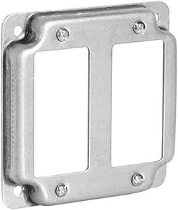Airmont Products AP-12094, 4" Square Double Decora Switch Electrical Box Cover, 1/2" Raised, Exposed Work, Galvanized Steel, Crushed Corners, 2-Gang