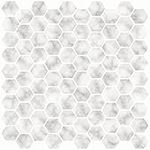 In Home NH2359 Hexagon Faux Marble Peel & Stick Backsplash Tiles, White & Off-White