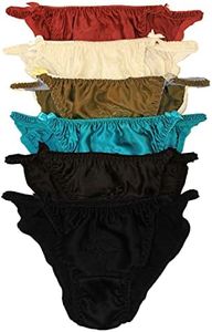 Paradise Silk Silk Women's String Bikini Panties W/Cotton Crotch Economic Pack (Pack of 6) Pack A SizeXXL