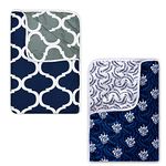 Divine Casa 120 GSM Polyester Reversible Lightweight Sofa Throw Blanket for Winter - Set of 2, Blue and Gray, Single Bed Size | Soft, Cozy, and Ideal for Winter Use