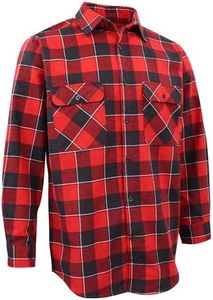 Zmart Australia Men's 100% Cotton Flannelette Shirt Long Sleeve Plaid Check Flannel w Pockets, Lumberjack Red Buffalo Plaid, XL