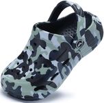 Ballaza Kids Classic Garden Clogs | Camo Graphic Unisex EVA Mules for Boys Girls Closed Toe Water Shoes with Arch Support Camo Black Big Kid 5