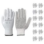 I9 Essentials Multi-Purpose Work Gloves Large - Poly/Cotton Safety Gloves for Men with PVC Dots - Seamless Lightweight Safety Gloves for Woodworking, Gardening, Construction Work Gloves, 12 Pairs