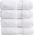 Great Bay Home White Bath Towels - 100% Cotton 4 Pack 54x27 Bath Towel Set - Lightweight, Absorbent, Quick-Dry Towels for Bathroom