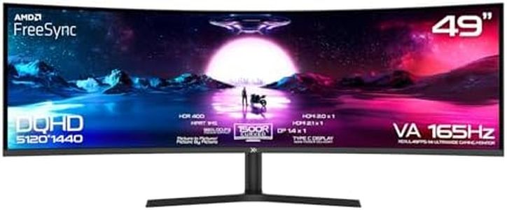 𝗫= 49 Inch UltraWide Gaming Monitor • Curved • 1440p • 165Hz • 1ms • VA • G-Sync/FreeSync • HDMI, Display Port • Tilt Adjust (XEXUL49FPS-14 | Black)