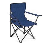 Smitex Portable Folding Chair Picnic Outdoor Camping Chairs Garden, Picnic, Travelling, Lawn, Patio Chair with Arm Rest Cup Holder and Carrying Bag (Blue, Polyester/Steel)