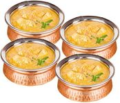 Copper Stainless Steel Serveware Bowls Set - Serving Bowls for Cereal, Soup, Cooked Food Party Serveware, Set of 4 (23.7-Ounce)