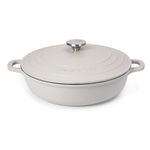 Casserole Dishes with Lid Oven Proof – Non Stick Shallow Dutch Oven – Induction Cooking Pot – Oven Safe Aluminium Stockpot – 3.9L, 28cm, Grey – by Nuovva