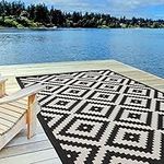 THE RUGS Outdoor Rug – Weather & UV Resistant Outdoor/Indoor Area Rugs - Durable Rugs for Patio, Deck, Garden, Kitchen, Bathroom or Living Room - Black, 80 x 150 cm