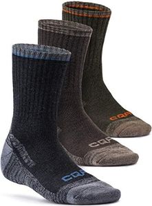 CQR Pack of 3 Men and Women Moisture Wicking Hiking Socks, Outdoor Sports Trekking Crew Socks, Mid Calf Cushioned Socks Heavy Wool 3pairs(tzs78) - Charcoal/Wood/Olive Medium