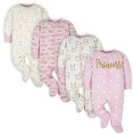 Gerber Baby Girls 4 Pack 'N Play Footie And Toddler Sleepers, Princess, 3 Months US