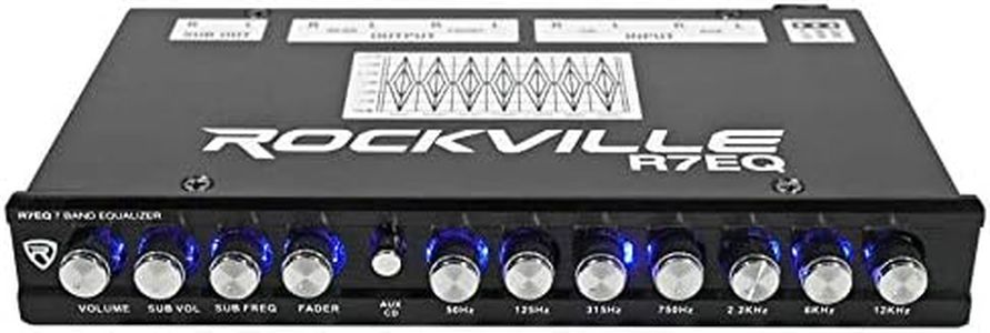 Rockville R7EQ 1/2 Din 7 Band Car Audio Equalizer EQ w/Front, Rear + Sub Output