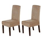 H.VERSAILTEX Velvet Dining Chair Covers Stretch Chair Covers for Dining Room Set of 2 Parson Chair Slipcovers Chair Protectors Covers Dining, Soft Thick Solid Velvet Fabric Washable, Camel