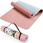 ACTIVE FOREVER Yoga Mat for Women men, Non-Slip, Highly stable TPE Exercise Mat With Carrying Straps, Non-deformable Workout Mat for Pilates, Stretching, Home Gym -183 x 61 x 0.6 CM (Pink Blue)