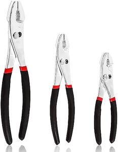 Swpeet 3Pcs 6 Inch/8 Inch/10 Inch Steel Slip-Joint Pliers, Pliers Set, Multi-Grip Pliers, Slip Joint with Rubber Grip Handle Fine Grip Teeth in Front and Coarse Teeth in Back-Rust Resistant Finish
