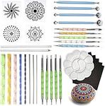 THE TWIDDLERS - 35 Piece Mandala Dotting Tool Stencil Kit, with Acrylic Paint Tray - Rock Stone Painting Canvas & Nail Arts