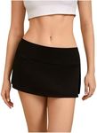 MakeMeChic Women's Y2K Mini Skirt with Shorts Aline Micro Skirt Skort Solid Black Small