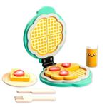 Cots and Cuddles Wooden Waffle Maker Toy with Honey, Plate, Straberry Slices, Knife & Fork Set, Waffle Slices | Pretend Play Food Set for Toddlers Boys Girls