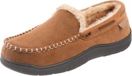 Zigzagger Men's Moccasin Slippers Memory Foam House Shoes, Indoor and Outdoor Warm Loafer Slippers, Tan, 11