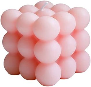 Bougie cube à bulles parfumée faite à la main – Bougies cubiques de soja danoises pastel pour décoration de chambre – Esthétique – Aromathérapie – Décorations de forme mignonne (grand rose)