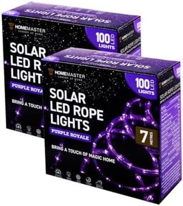 [2PK] Home Master Purple Solar Rope Lights 100 LED, Auto Sensor, Home & Garden Decor - 7m