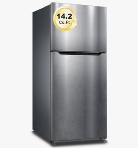 Counter Depth Fridge, Top Freezer Refrigerator Frost Free 14.2 Cu Ft Kitchen Refrigerator, Stainless Steel Fridges for Garage, Home, Office, Ice Maker Ready