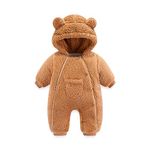 AiWMGL Baby Snowsuit Fleece Jumpsuit Newborn Winter Clothes Toddler Girls Boys Romper Thick Warm Hooded Bear Onesie Outfit 0-3M