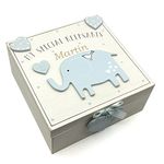 Personalised Baby Boy wooden Memories Keepsake Box Vintage Style