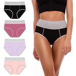 SINOPHANT Underwear Women, High Waist Cotton Knickers for Women 4 Pack S