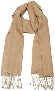 Cashmere Boutique Women Pashmina Scarf for Daily Wear, Wedding, Evening Party, and Winter Warm - 70% Cashmere and 30% Silk - Camel Brown, 12" x 60"