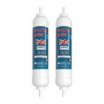 Water Gem Under Sink Filter System Replacement Inline Filter | Kitchen Tap Water Filter Cartridge | Universal 3/8" Male Stem Filter for Chlorine, Taste, Odour and Scale (2 Pack)