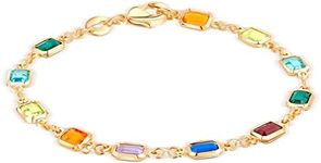 Barzel 18K Gold Plated Multicolor Crystal Bracelet in 7.5 Inches - Made In Brazil