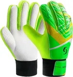 Sportout Kids Goalkeeper Gloves, Soccer Gloves with Double Wrist Protection and Non-Slip Wear Resistant Latex Material to Give Splendid Protection to Prevent Injuries (Green, 6)