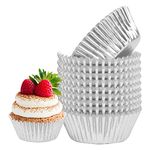 AvoDovA Foil Cupcake Liners, 200 Pcs Silver Foil Cupcake Cases Thickened Cupcake Baking Cases Standard Muffin Paper Cases for Party Birthday Wedding Christmas