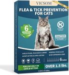 VICSOM Cat Flea Treatment, Flea and Tick Prevention for Cats, 6 Doses