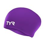 TYR Unisex Adult long hair silicone swim cap Long Hair Silicone Swim Cap - purple, M