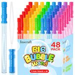 Inscraft 48 Pack 14’’ Big Bubble Wands, 8 Colors Bulk for Summer Toy, Outdoor/Indoor Activity Use, Easter, Birthday, Graduation, Shower, Bubbles Party Favors Supplies for Kids