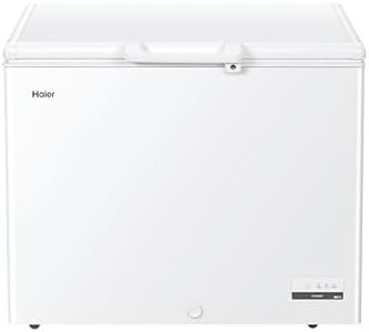 Haier HCE301E Chest Freezer, White, 300L Total Capacity E Rated, Suitable for Outbuilings