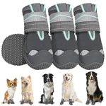 SlowTon Dog Boots for Injured Paws Waterproof, Dog Paw Protector for Rainy Winter Snow Dog Shoes with Reflective Strip Dual Adjustable Washable Non-Slip Dog Walking Boots for Small Medium Large Dogs