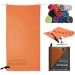 Microfibre Towel Quick dry Lightweight Absorbent Travel Towel for Sports Beach Gym Swimming Camping Drying Pets Small Medium Large X-Large (Orange, SMALL 60cm x 30cm)