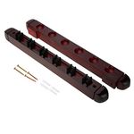 Alomejor Pool Cue Rack Wooden Snooker Billiard Wall Sticks Holder with Clips for 6 Queues Wine Red