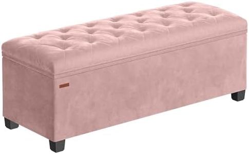 SONGMICS Tabouret de Rangement, Pouf, Repose-Pieds, 40 x 110 x 40 cm, Bout de Lit Cubique avec Rangement, Charge jusqu'à 300 kg, pour Salon, Chambre, Entrée, Rose Bonbon LSF089R01