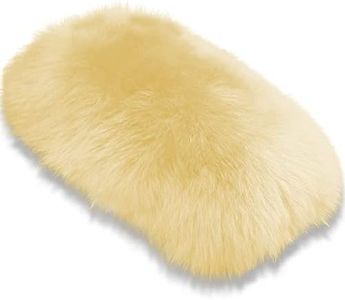 Andalus Brands Pure Australian Sheepskin Fluffy Car Center Console Cover, Luxurious Non-Shedding Furry Arm Rest Cover for Car, Versatile for All Seasons, Beige - (11.47" X 6.3")