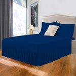 Easy Care Plain Dyed Polycotton Valance Sheet Super Soft Shrinkage Fade Resistant Frilled Valance Bed Skirts Extra Deep Fitted Valance Bed Sheets (Royal Blue, Double)