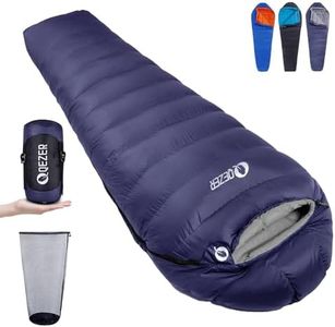 QEZER 0 Degree Down Sleeping Bag 650 FP for Adults Backpacking Sleeping Bag with Compression Sack