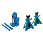 Silverline 457050 Hydraulic Bottle Jacks 6 Tonne and Silverline 763620 Axle Stand 3 Tonne - Set of 2