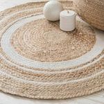 TRENDOZE Handwoven Jute Round Area Rug Carpet, Natural Fibers Reversible, Durable and Washable for Bedroom, Living Room. Kitchen, Office and Hallway (Design 1, 3X3 FEET)