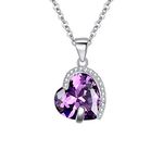 EleQueen 925 Sterling Silver Full Cubic Zirconia Eternal Love Heart Bridal Pendant Necklace for Women Amethyst Color, Valentine's Day/Mother's Day/Christmas Jewerly Gift for Wife/Mom