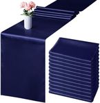 Aneco 12 Pack Satin Table Runner 12 x 108 Inch Navy Blue Long Wedding Satin Silk Table Runner for Wedding Banquet Graduations Birthday Party Decoration